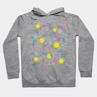 80s Retro Style Memphis Pattern Overlaid on top of a White Background Hoodie